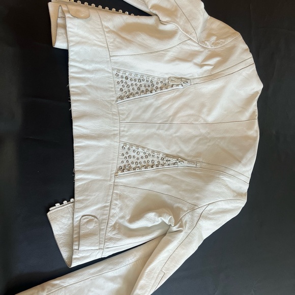 Kippy's Women's Jacket White 100% Leather BLING Size 8 - Picture 8 of 15